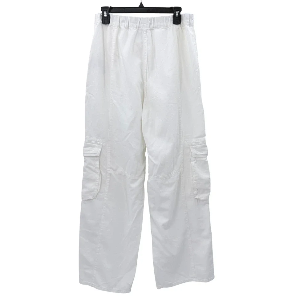 AllSaints Frieda Straight Cargo Trousers White Wide Leg Utility Pants US 8‎